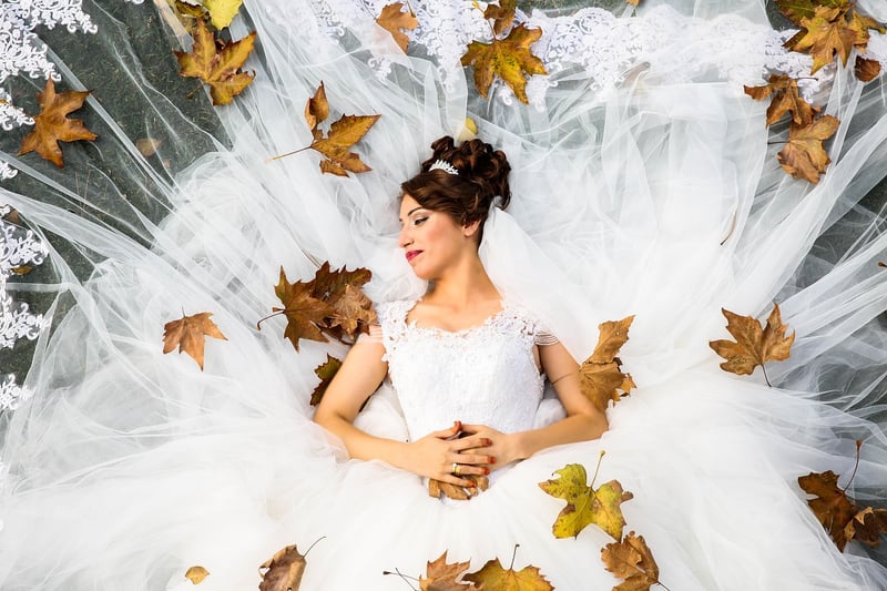 Bride in a celestial-themed dress